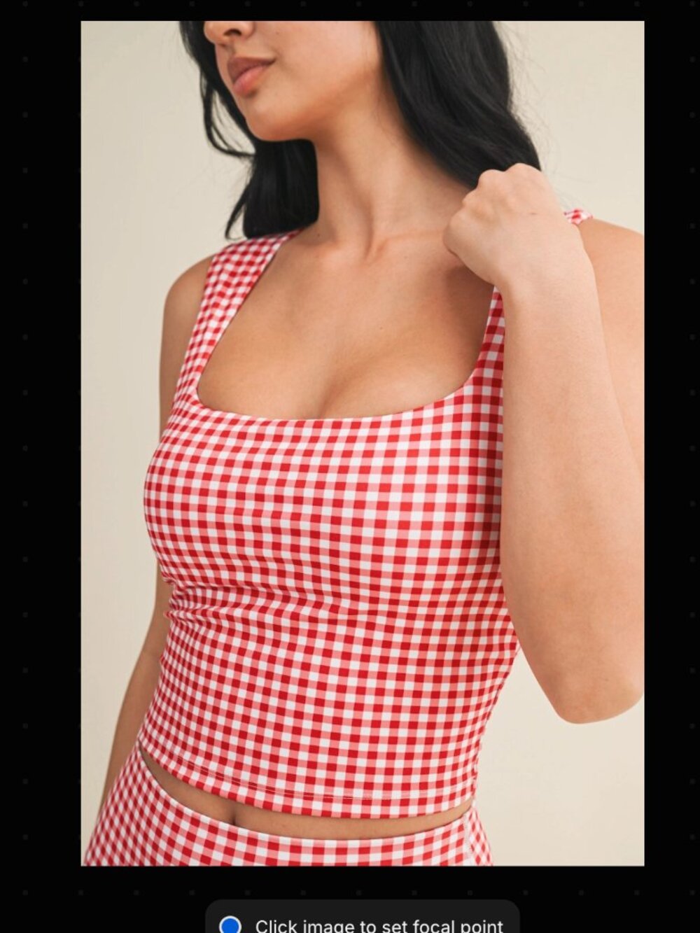 Red Gingham Print Wide Strap Fitted Tank